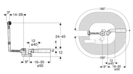 Geberit Ab- und Überlaufgarnitur für Badewannen, Länge 260 mm, Montageset, verchromt