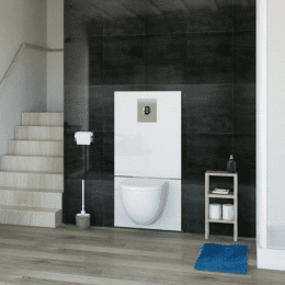 SFA SANIWALL Pro UP kurz WC-Kleinhebeanlage Montagerahmen mit Glasverkleidung (Schienensystem)
