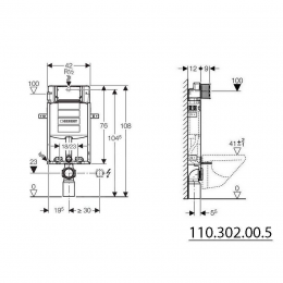 Geberit Kombifix Installationselement für Wand-WC, 108 cm, Unterputz-Spülkasten SIGMA 12 cm