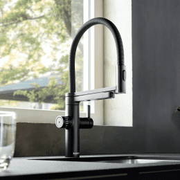 Blanco EVOL-S Pro - Spültischarmatur mit flexiblem Arm, Spülbrause und Filterfunktion, schwarz matt