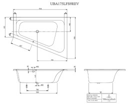 Villeroy & Boch Loop & Friends Eck-Badewanne weiß 135x175x44 cm, rechts