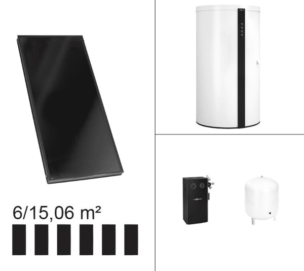 Viessmann Paket Vitosol 200-FM, 6x SV2F, HU Vitocell 360-M 910l SVSB vitopearlwhite