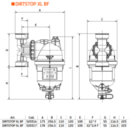 IVAR Magnetit- und Schlammabscheider Dirtstop XL Typ BF, DN 25 (1"), IG