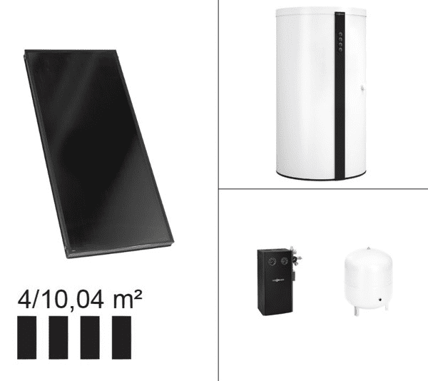 Viessmann Paket Vitosol 200-FM, 4x SV2F, HU Vitocell 340-M 750l SVKC vitopearlwhite