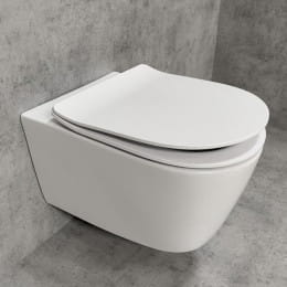 PREMIUM 100 Wand-Tiefspül-WC-SET SLIM, spülrandlos, oval, mit slim WC-Sitz