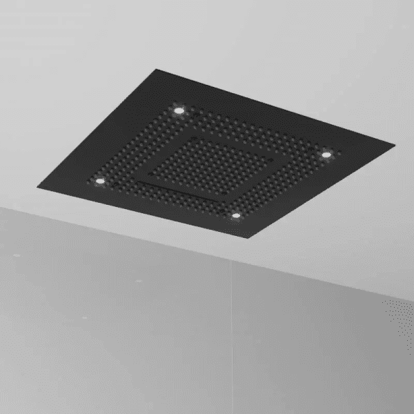 Steinberg 390 Kopfbrause, 60x60 cm, 3 Strahlarten, mit LED, schwarz matt