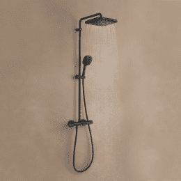 Grohe Vitalio Comfort Duschset mit Thermostat, 25x25 cm, 2 Strahlarten, schwarz matt