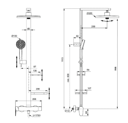 Ideal Standard ALU+Duschset mit Armatur, Durchmesser 26 cm, 2 Strahlarten, Seide schwarz
