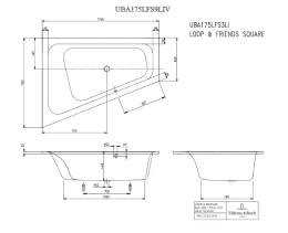Villeroy & Boch Loop & Friends Eck-Badewanne weiß 135x175x44 cm, links