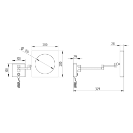 Avenarius Kosmetikspiegel eckig, Wandmodell, mit Stecker und Sensor-Schalter 5-fach