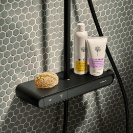 Hansgrohe Activera Q - Duschset mit Thermostat, 29 x 18 cm, 2 Strahlarten, EcoSmart+, matt schwarz