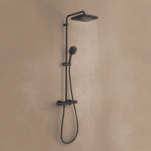 Grohe Vitalio Comfort Duschset mit Thermostat, 25x25 cm, 2 Strahlarten, schwarz matt