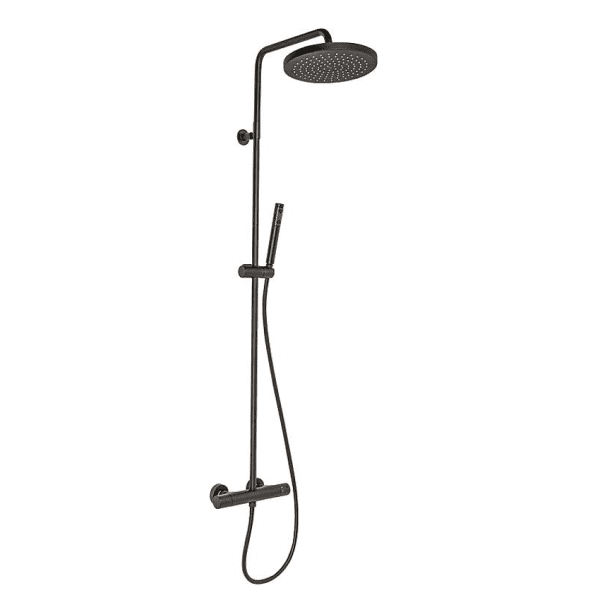 evenes Brause-System Muun Nero Stabhandbrause, Kopfbrause Ö˜ 250 mm und Thermostat schwarz matt