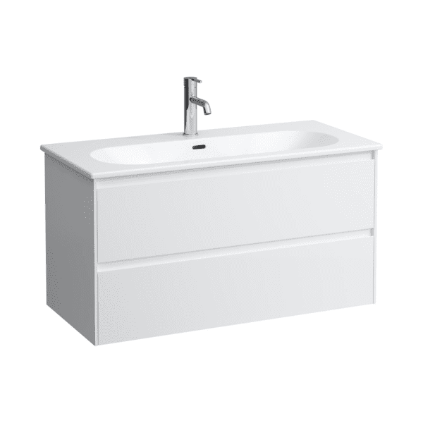 Laufen Lua Waschtisch mit Unterschrank, 51x97x44 cm, 2 Auszüge, weiß matt