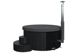 Fjordholz Hot Tub DeLux 200 Black Series SET mit Abdeckung, Spa-System und LED