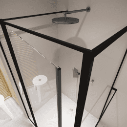 Riho Pendeltür mit Seitenwand LUCID 203 mit Festteil schwarz matt