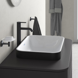 Duravit Happy D.2 Plus Aufsatzwaschbecken, 60x40 cm, ohne Überlauf, WonderGliss, weiß/Anthrazit Matt