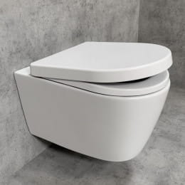 PREMIUM 100 Wand-Tiefspül-WC-SET mit Montagezubehör, spülrandlos, oval, mit WC-Sitz