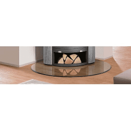 Oranier Bodenplatte Tropfen B7 aus Glas 6 mm, 1.100 x 1.100 mm, für Kaminofen