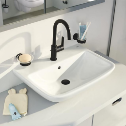 Grohe QuickFix Start Waschtischarmatur mit Ablauf, schwarz matt