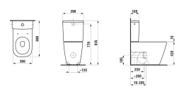 Laufen Meda Stand-WC-Kombi, Vario-Abgang, Rimless, weiß