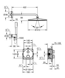 Grohe Precision SmartControl Brauseset mit Thermostat für Unterputzmontage, Durchmesser 31 cm, Chrom