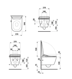 Laufen Cleanet Meda Wand-Dusch-WC mit Silent Flush, mit WC-Sitz weiß