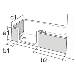 Artweger Twinline 2 Fliesenträger links 03 - 1600x750mm Eckeinbau mit Seitenwand