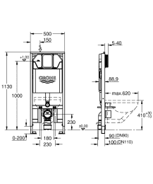 Grohe Rapid SL Vorwandelement für Wand-WC, Spülkasten Slim Grohe Rapid SL Vorwandelement für Wand-WC, Spülkasten Slim