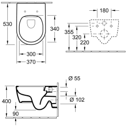 Villeroy & Boch Avento Wand-WC mit DirectFlush mit WC-Sitz, mit CeramicPlus, weiß