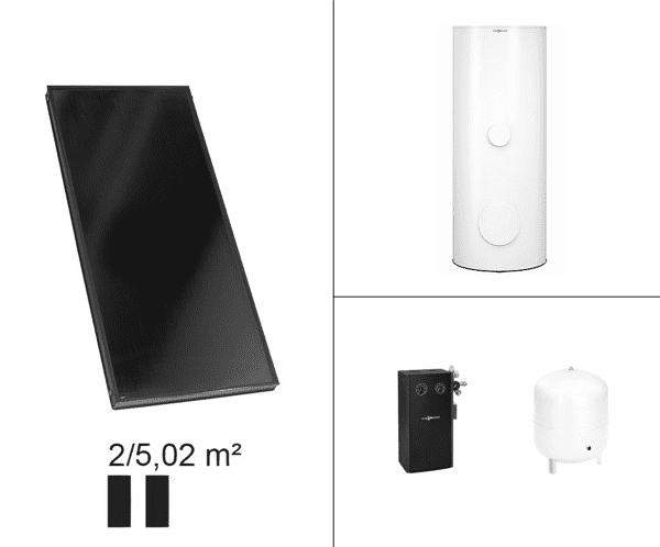 Viessmann Paket Vitosol 200-FM SV2F, 4,6m², TW Vitocell 100-B 300l CVBC vitopearlwhite
