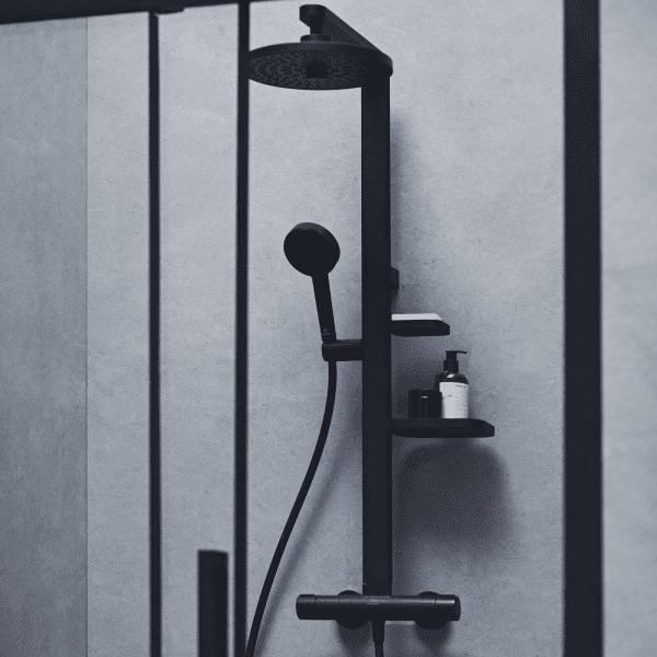 Ideal Standard ALU+ Brauseset mit Thermostat, Durchmesser 26 cm, 2 Strahlarten, Seide schwarz