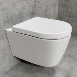 PREMIUM 100 Wand-Tiefspül-WC-SET mit Montagezubehör, spülrandlos, oval, mit WC-Sitz