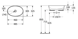 Villeroy & Boch Artis Aufsatzwaschtisch 49x33 cm, ohne Überlauf, CeramicPlus, Alpinweiß