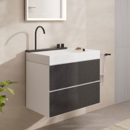 Hansgrohe Avalegra Wandwaschtisch 78x48 cm mit Armatur weiß/schwarz chrom gebürstet