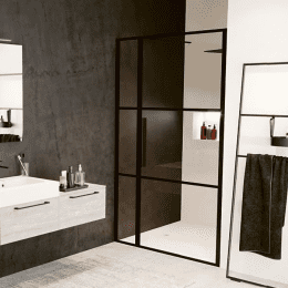 Riho Grid 104 Duschtür aus Glas mit fester Wand in modernem Design, Höhe 200 cm