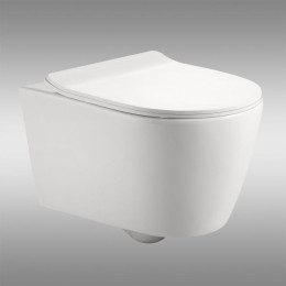 PREMIUM 100 Wand-Tiefspül-WC-SET SLIM, spülrandlos, oval, mit slim WC-Sitz