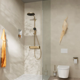 Hansgrohe Pulsify S Brauseset mit Thermostat, Durchmesser 26 cm, 3 Strahlarten, Bronze gebürstet