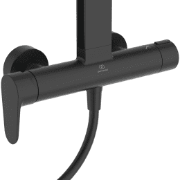 Ideal Standard ALU+Duschset mit Armatur, Durchmesser 26 cm, 2 Strahlarten, Seide schwarz