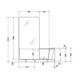 Duravit Shower & Bath Dusch-Badewanne für Nische, Glas links 170 x 75 cm