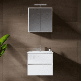 Riho Porto Wave 60 x 46 cm Waschtisch mit Waschtischunterschrank und LED-Spiegelschrank