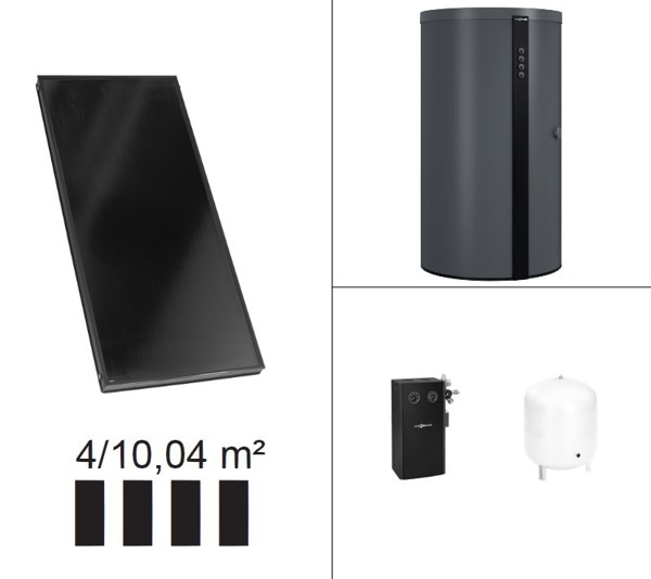 Viessmann Paket Vitosol 200-FM, 4x SV2F, HU Vitocell 340-M 750l SVKC vitographite