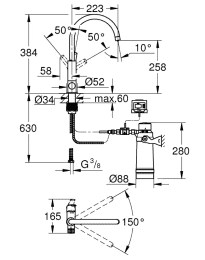 Grohe Blue Pure Set Spültischarmatur EuroSmart mit Filterfunktion, Chrom
