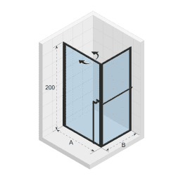 Riho Pendeltür mit Seitenwand LUCID 201 Eckeinstiegschwarz matt