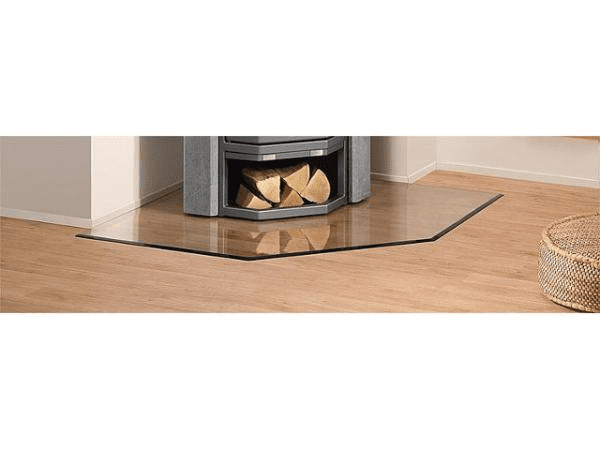 Oranier Bodenplatte Trapez B2 aus Glas 6 mm, 1.000 x 1.200 mm, für Kaminofen