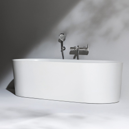LAUFEN Val Oval-Badewanne freistehend 160x75 cm mit Überlaufspalt, weiß matt