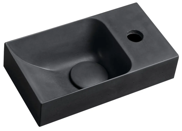Sapho Small Beton-Waschbecken, 31x17 cm, ohne Überlauf, Hahnloch rechts, Anthrazit