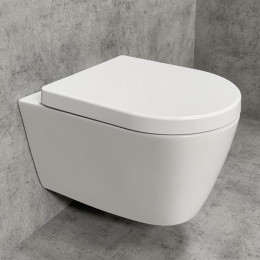 PREMIUM 100 Wand-Tiefspül-WC-SET mit Montagezubehör, spülrandlos, oval, mit WC-Sitz
