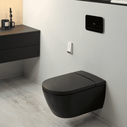 Villeroy & Boch ViClean-I 200 Wand-Dusch-WC mit DirectFlush, mit WC-Sitz mit CeramicPlus, pure black