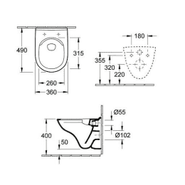 Villeroy & Boch O.novo Wand-WC Compact Ausführung kurz mit WC-Sitz, weiß